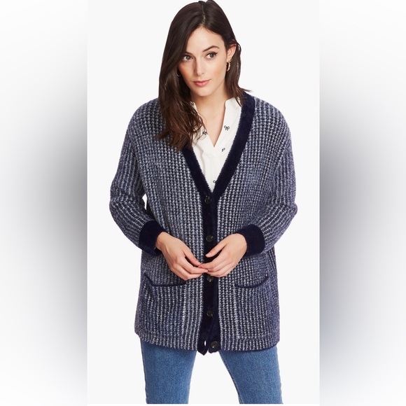 Court & Rowe Houndstooth Eyelash Knit Cardigan NWT - Picture 2 of 11